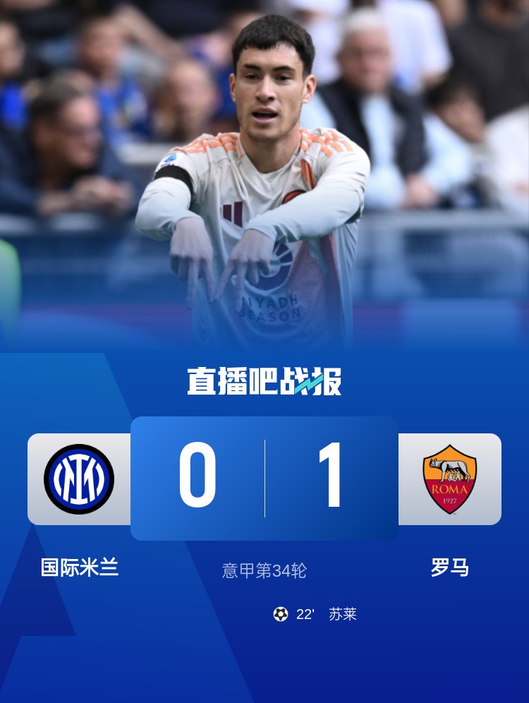 低迷！国米0-1罗马各项赛事3连败&0进球 3天后欧冠客场战巴萨